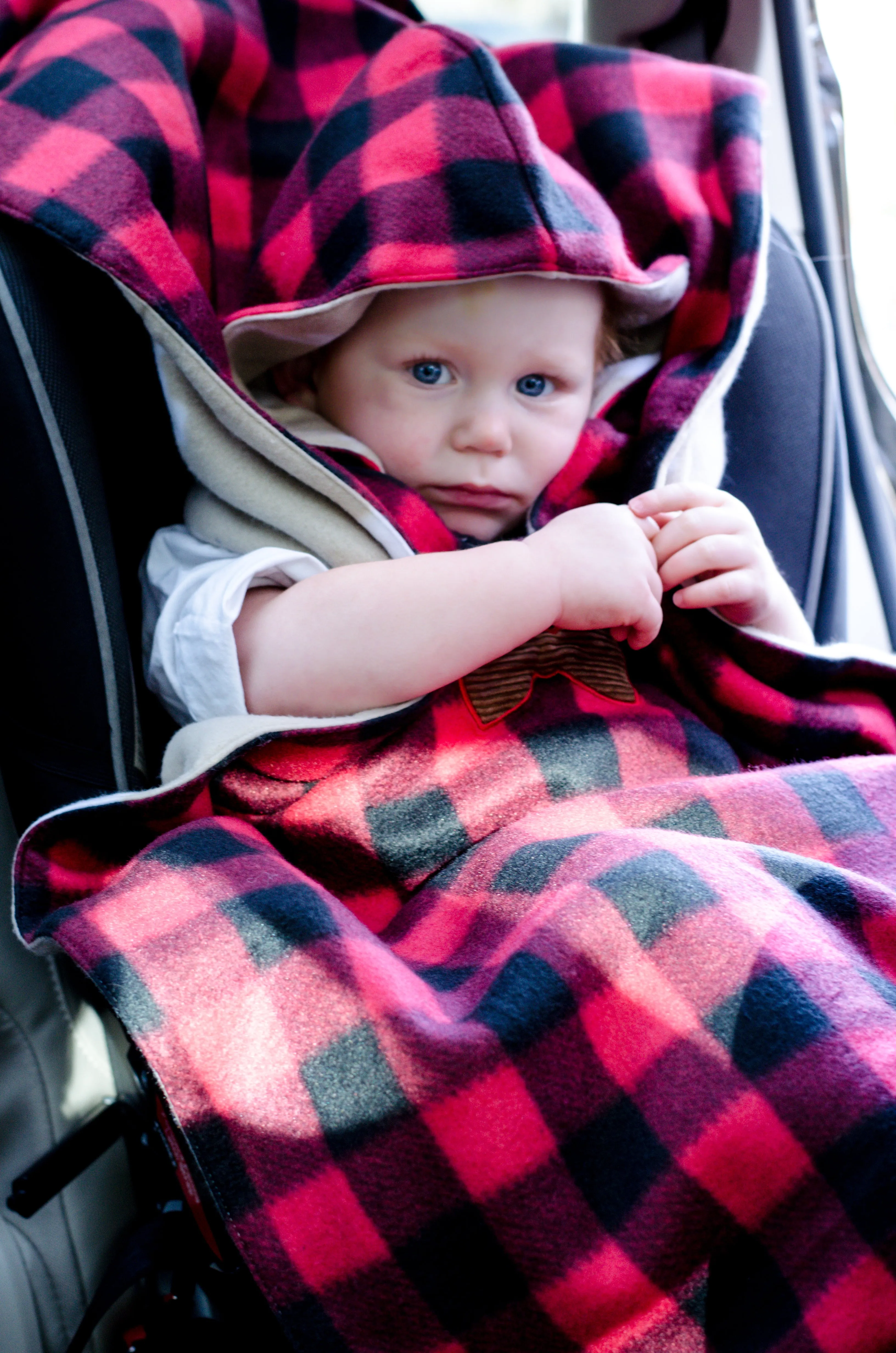 Car Seat Poncho - Lumberjack Buffalo Plaid & Antlers