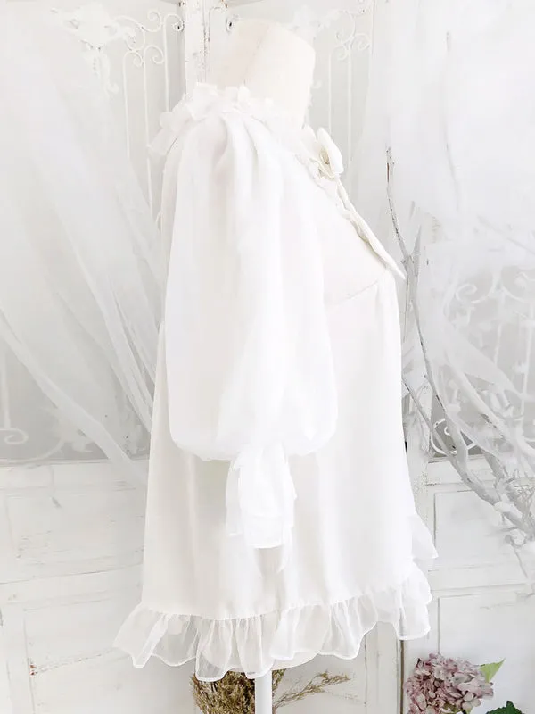 Sweet Lolita Blouses Lolita White Lolita Top Half Sleeves Bows Printed Lolita Shirt